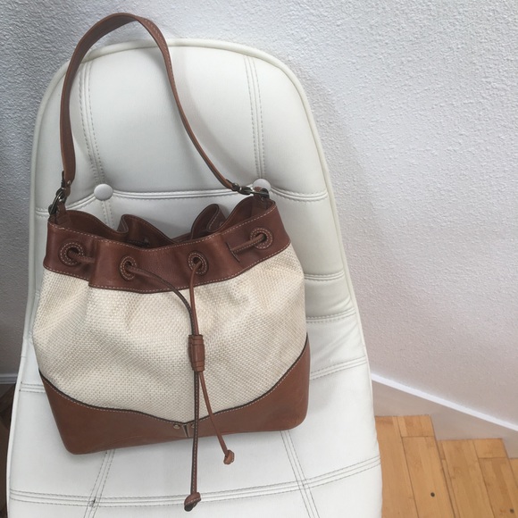NEW Cole Haan Tweed & Leather Drawstring Handbag - Picture 2 of 8